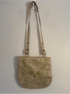 LOUNGEFLY Sugar Skull Embossed Faux Leather DOTD Messenger Crossbody Satchel